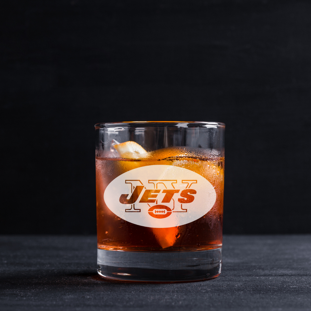 Custom Engraved New York Jets Whiskey Glass – 11 oz Rocks Glass