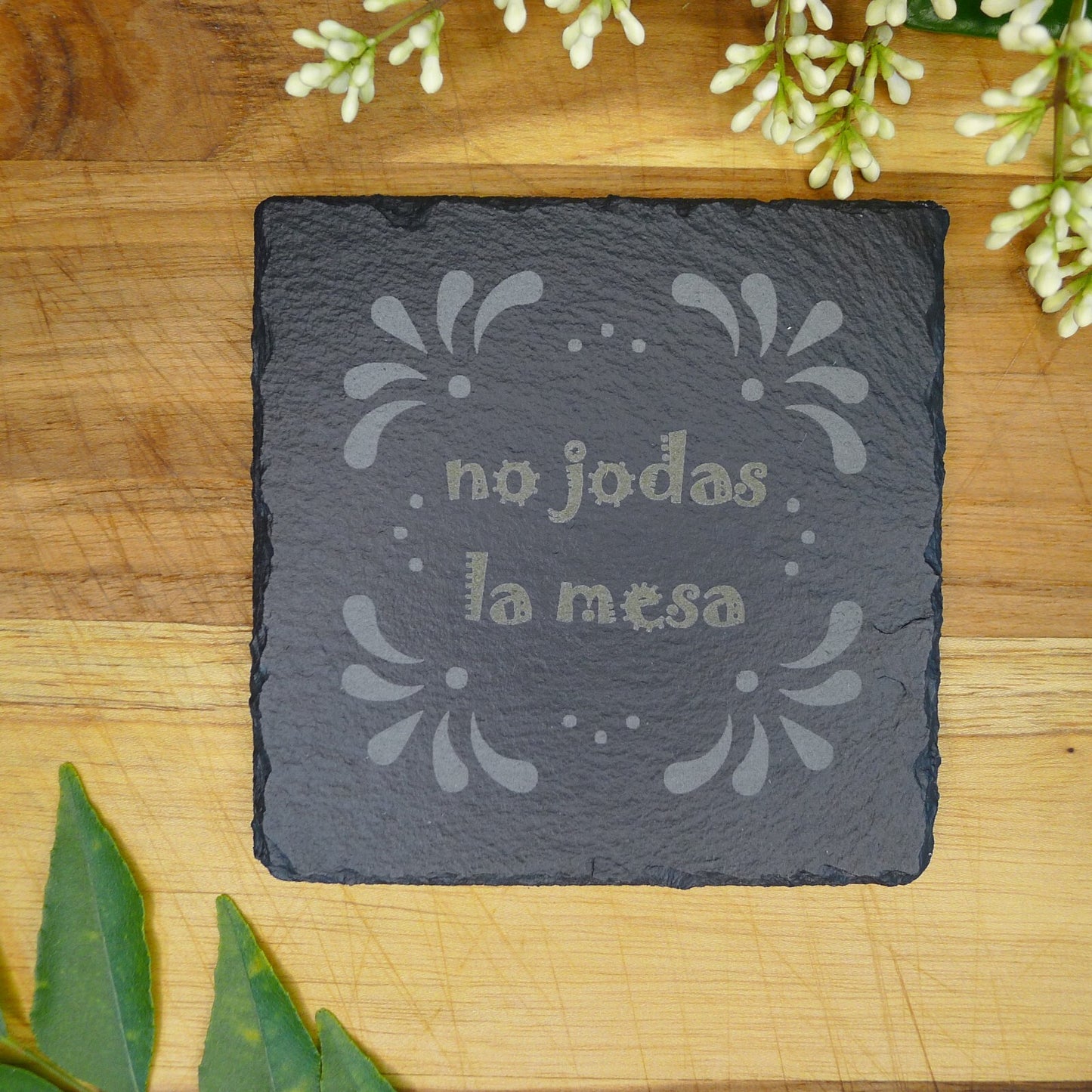 No Jodas La Mesa  juego de posavasos de pizarra Square Slate Coaster 4 pcs Set
