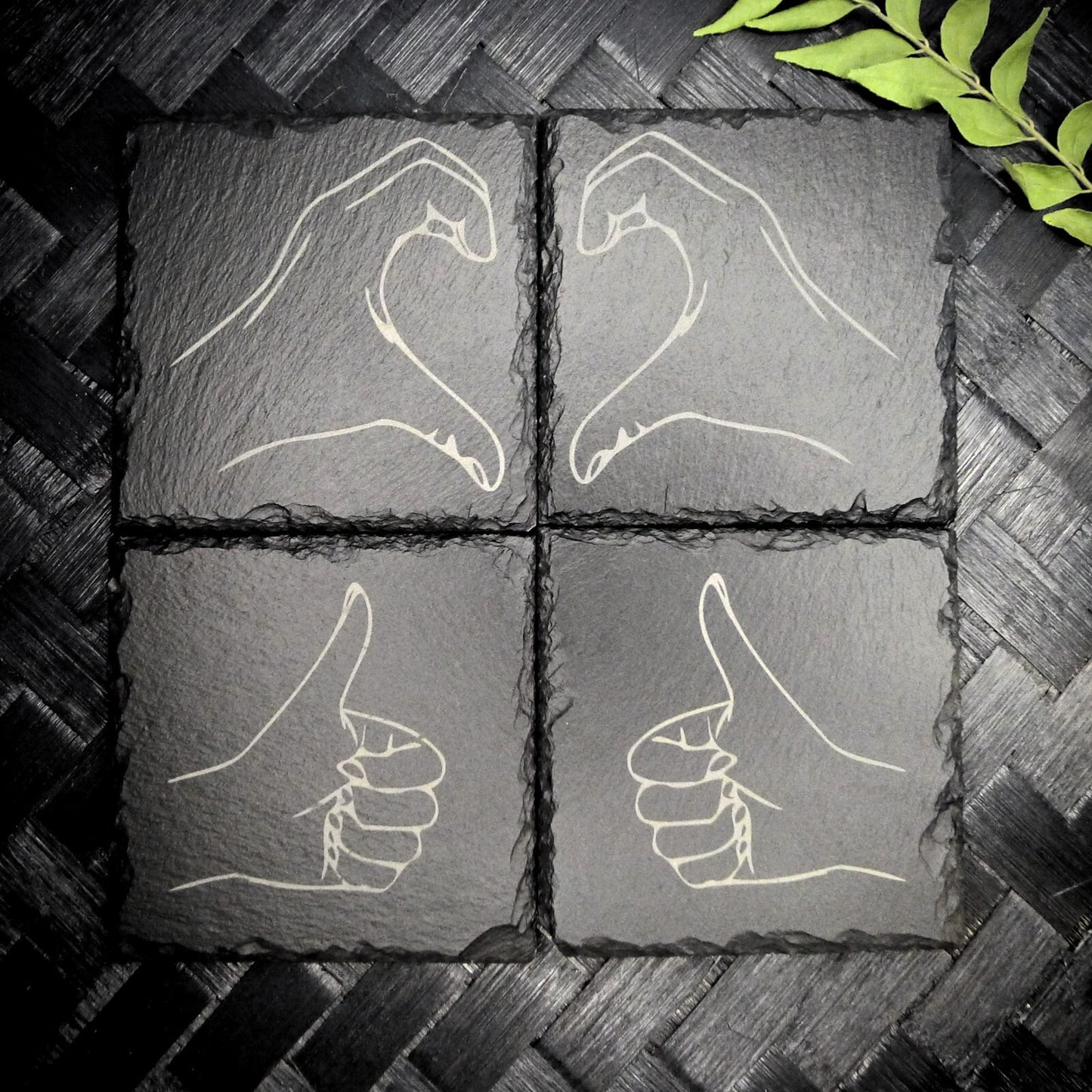 Friendzone Slate Coaster Set – Brand New Laser Engraved Hand Made Home Decor