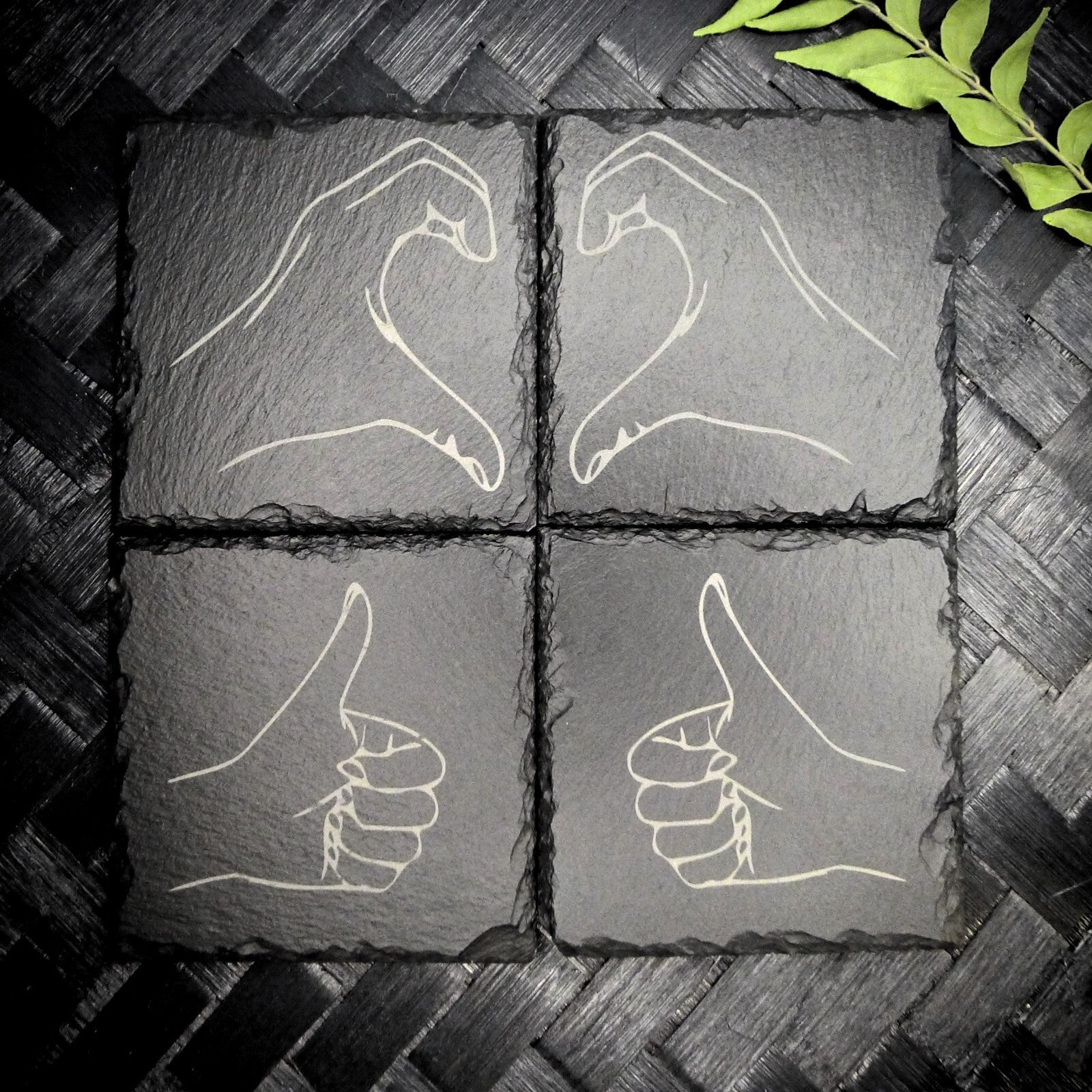 Friendzone Slate Coaster Set – Brand New Laser Engraved Hand Made Home Decor