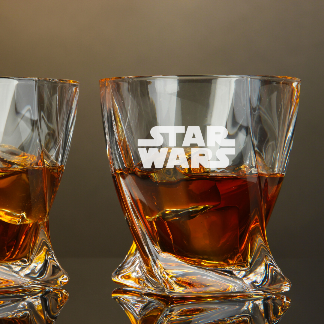 Custom Engraved Star Wars Whiskey Glass – 10 oz Twisted Rocks Glass