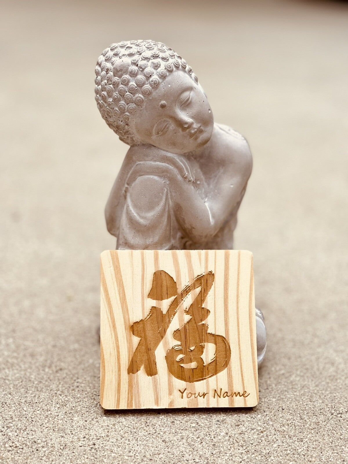 Fortune Chinese Calligraphy Wooden Coaster Brand New Laser Engraved Hand Made