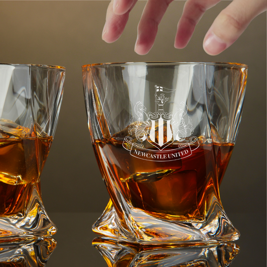 Custom Engraved Newcastle United F.C. Whiskey Glass – 10 oz Twisted Rocks Glass