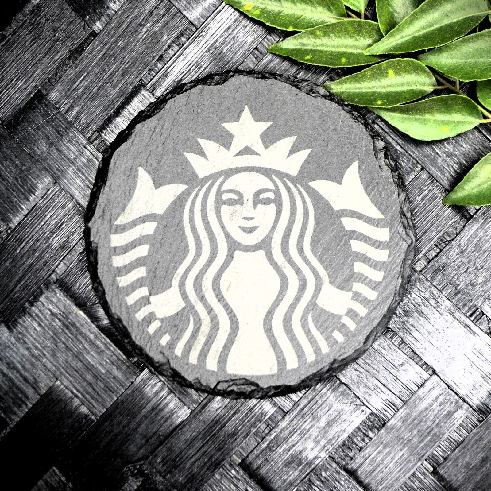 Starbucks Siren Slate Coaster Set - Brand New Laser Engraved Hand Made Fan Art