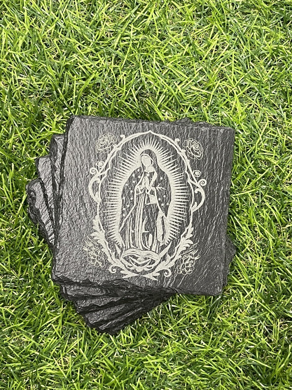 Virgencita de Guadalupe Slate Coaster  Set of 4 Lady of Guadalupe Slate Coaster