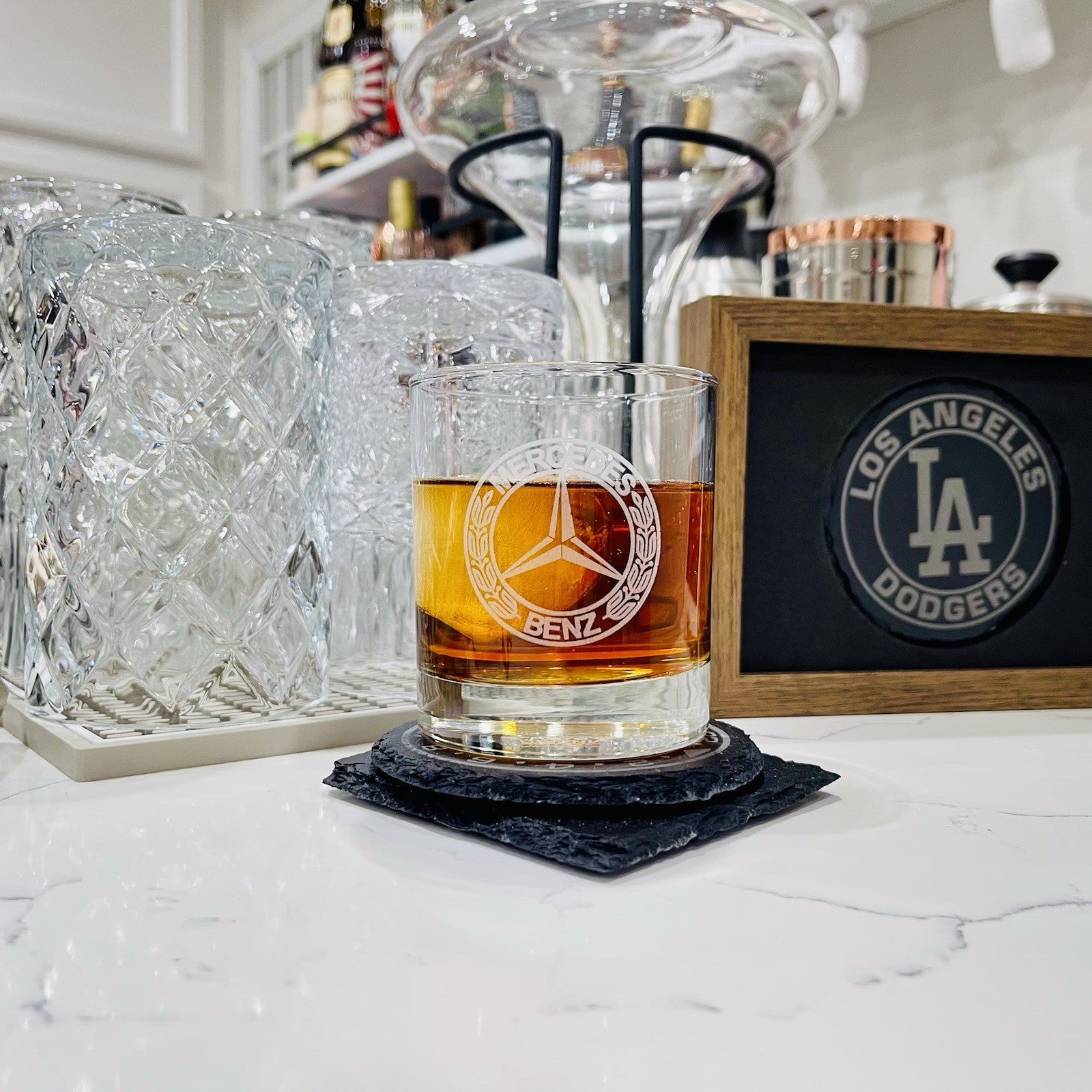 Custom Engraved Mercedes-Benz Whiskey Glass – 11 oz Standard Rocks Glass
