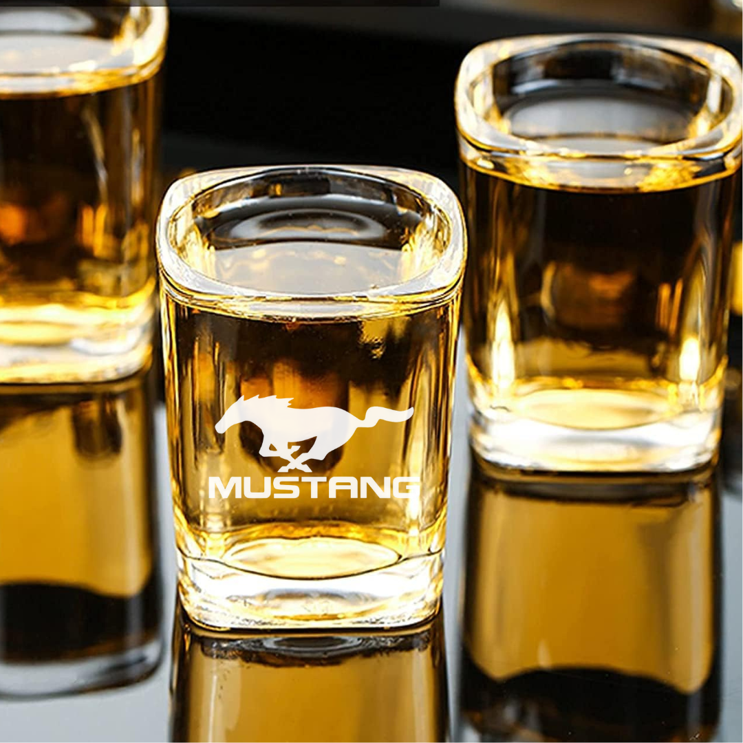 Custom Engraved Classic Mustang Shot Glass – 2.2 oz Square