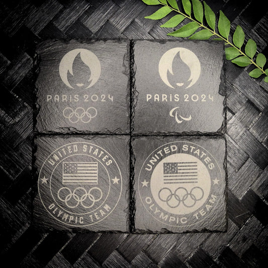 Paris 2024 Olympic Slate Coasters Set Team USA Paris 2024 Paralympics Coaster