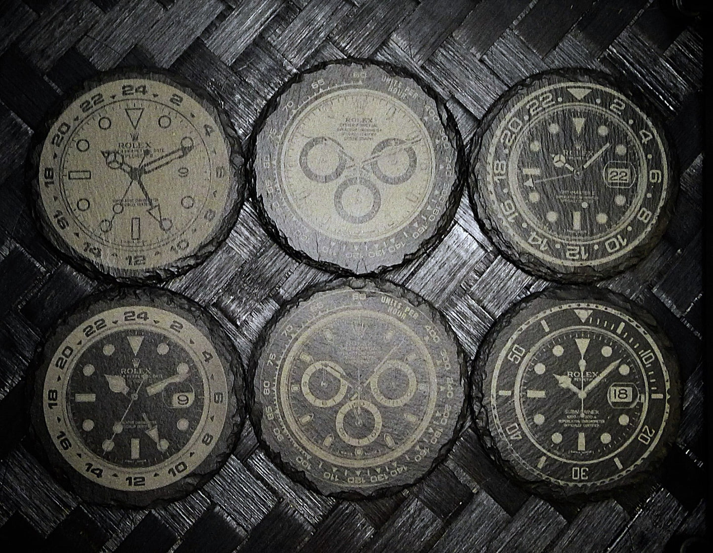 Rolex Submariner GMT Master II Explorer II Daytona Panda Dial Slate Coaster Set