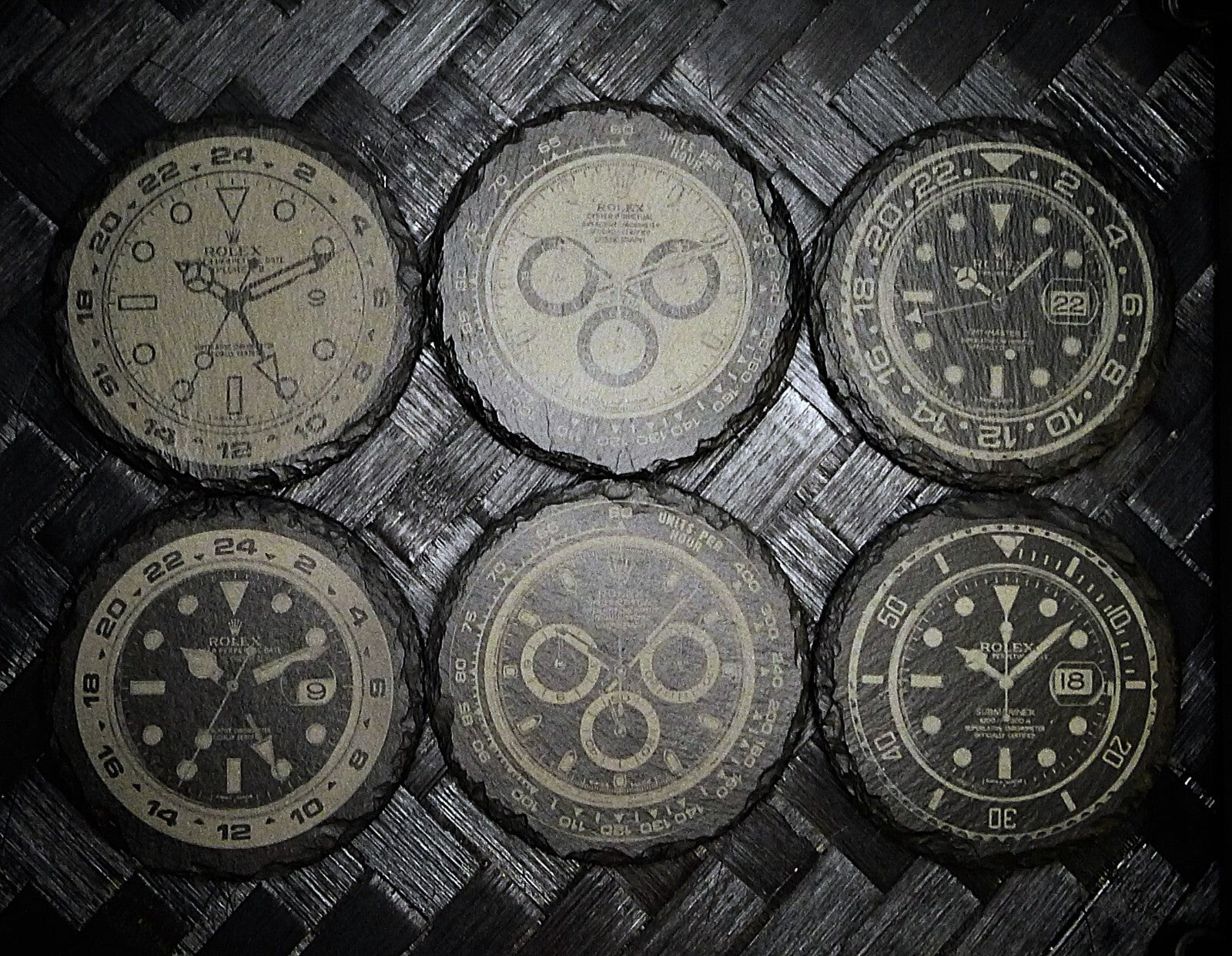 Rolex Submariner GMT Master II Explorer II Daytona Panda Dial Slate Coaster Set