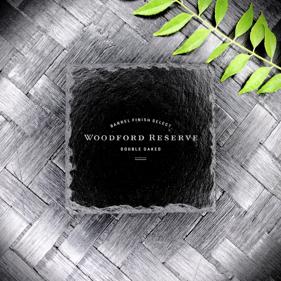 Woodford Reserved Double Oak Slate Coaster – Handcrafted Engraved Square