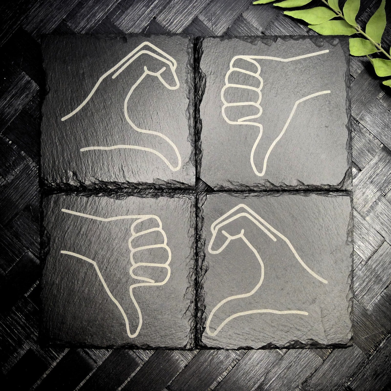 Friendzone Slate Coaster Set – Brand New Laser Engraved Hand Made Home Decor
