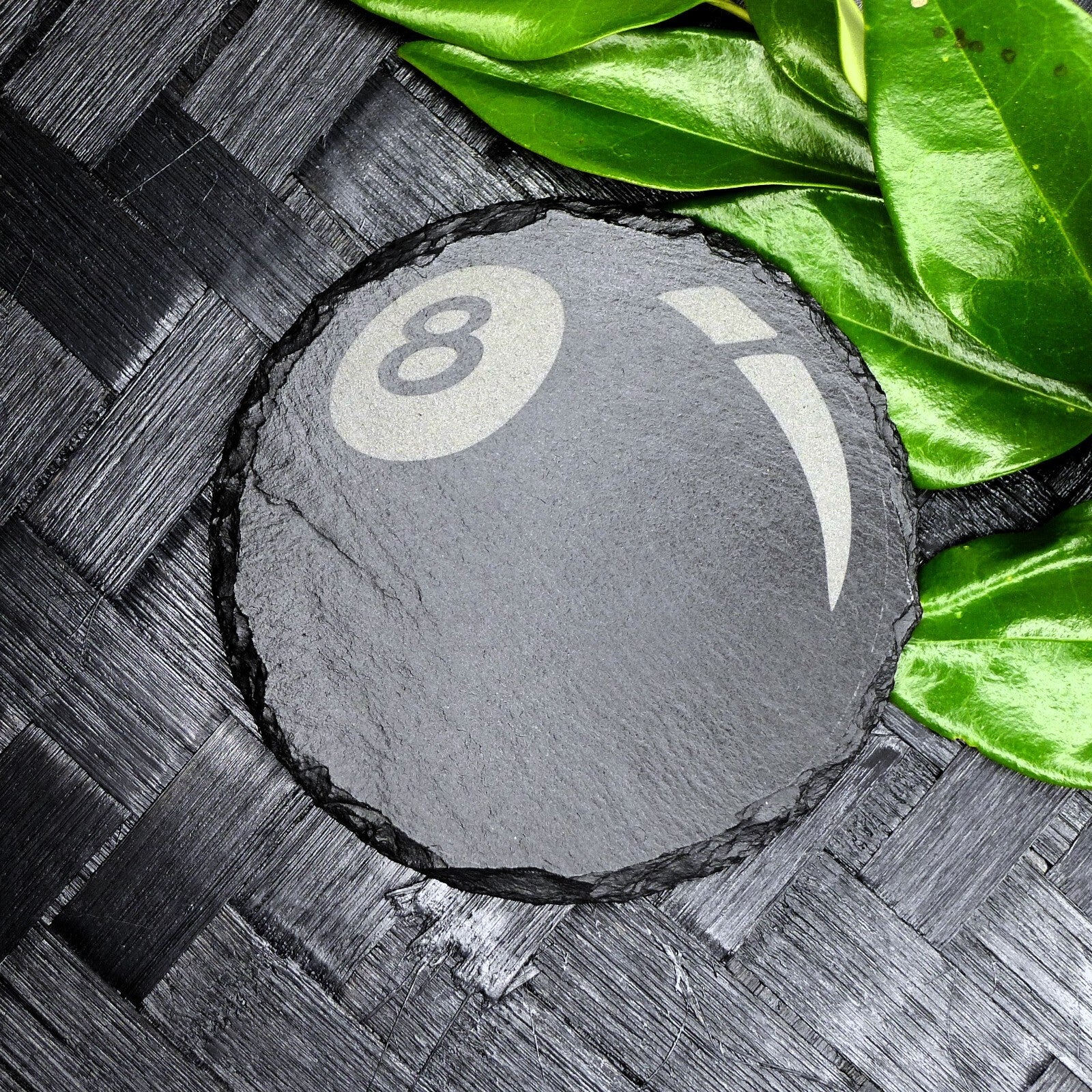 8 Ball Slate Coaster Brand New Hand Made Laser Engraved Unique and RARE