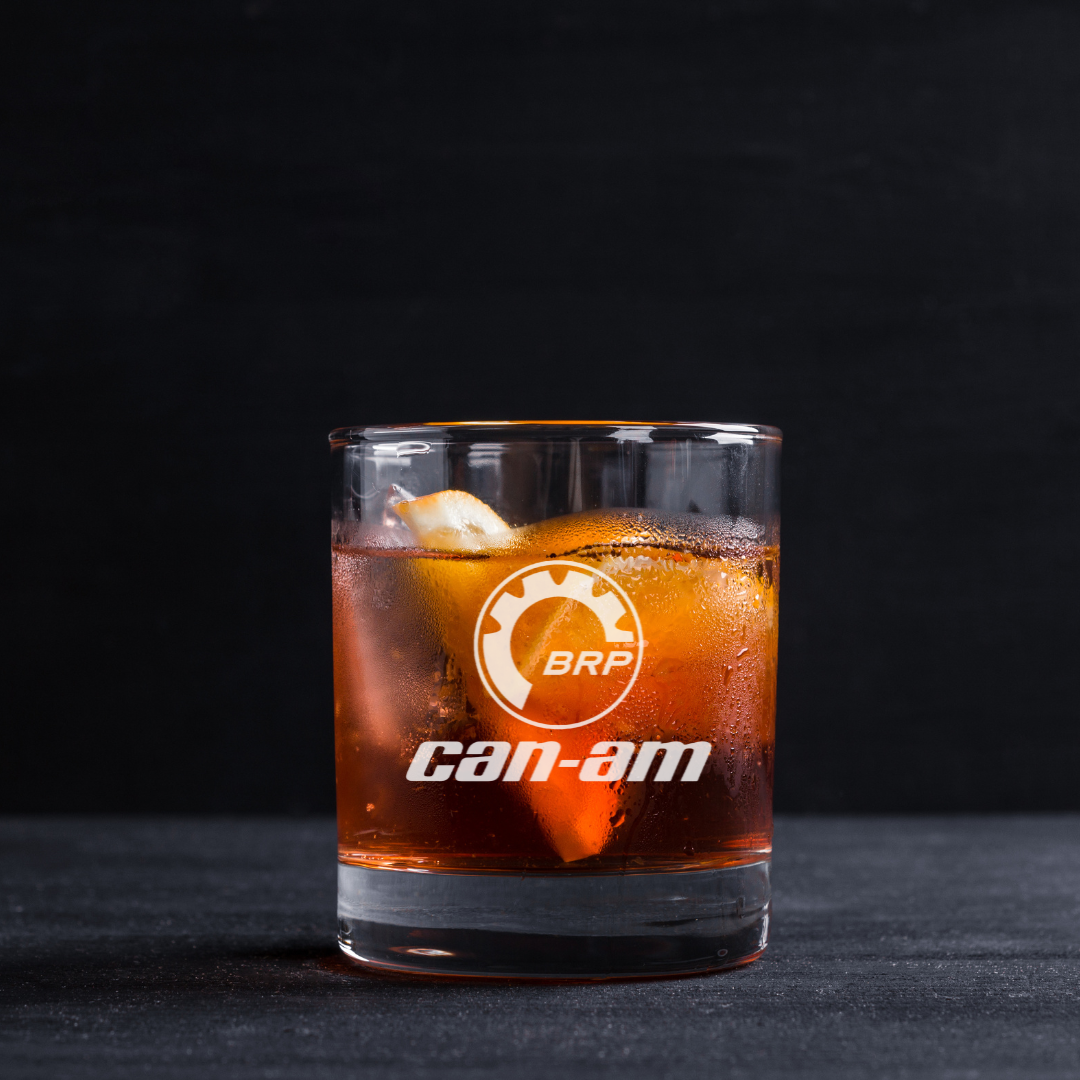 Custom Engraved Can-Am BRP Style Whiskey Glass – 11 oz Standard Rocks Glass