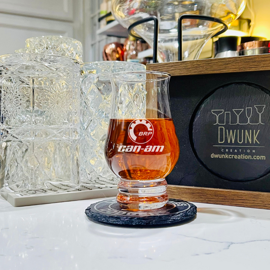 Custom Engraved Can-Am BRP Style Premium Whiskey Tasting Glass – 8 oz Tulip