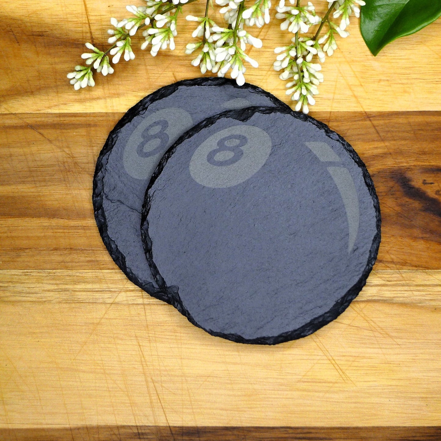 8 Ball Slate Coaster Brand New Hand Made Laser Engraved Unique and RARE