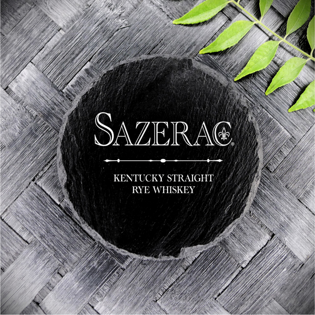 Brand New Handcrafted Laser Engraved Sazerac Rye Round Slate Coaster
