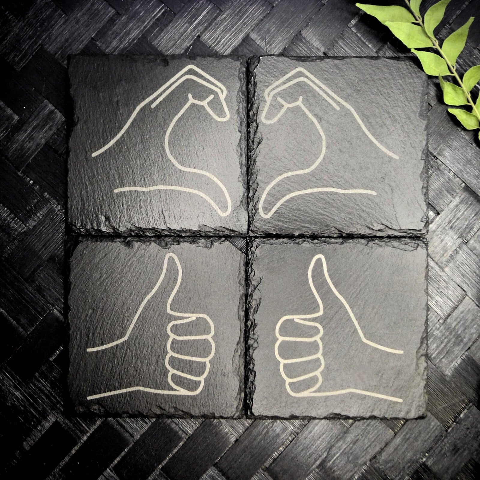 Friendzone Slate Coaster Set – Brand New Laser Engraved Hand Made Home Decor