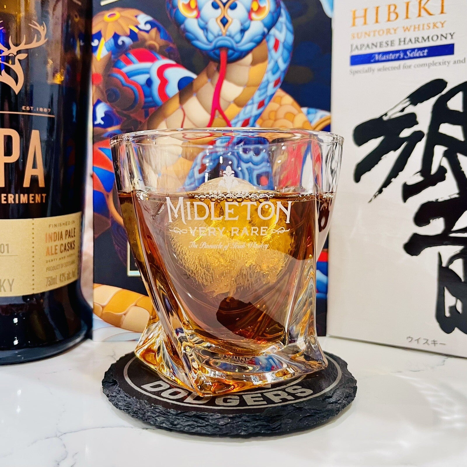 Custom Engraved Midleton Very Rare Whiskey Glass – 10 oz Twisted Rocks Glass