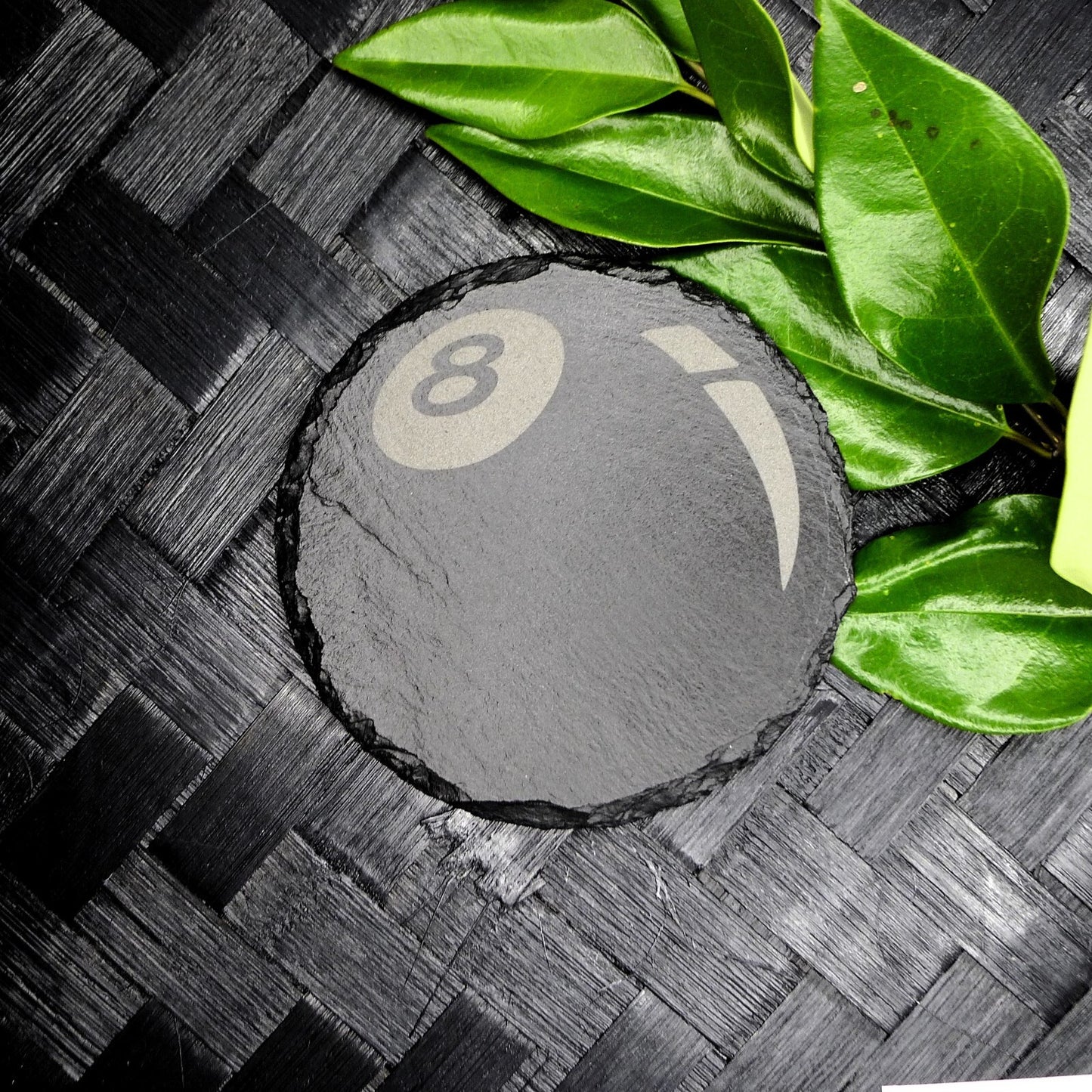 8 Ball Slate Coaster Brand New Hand Made Laser Engraved Unique and RARE