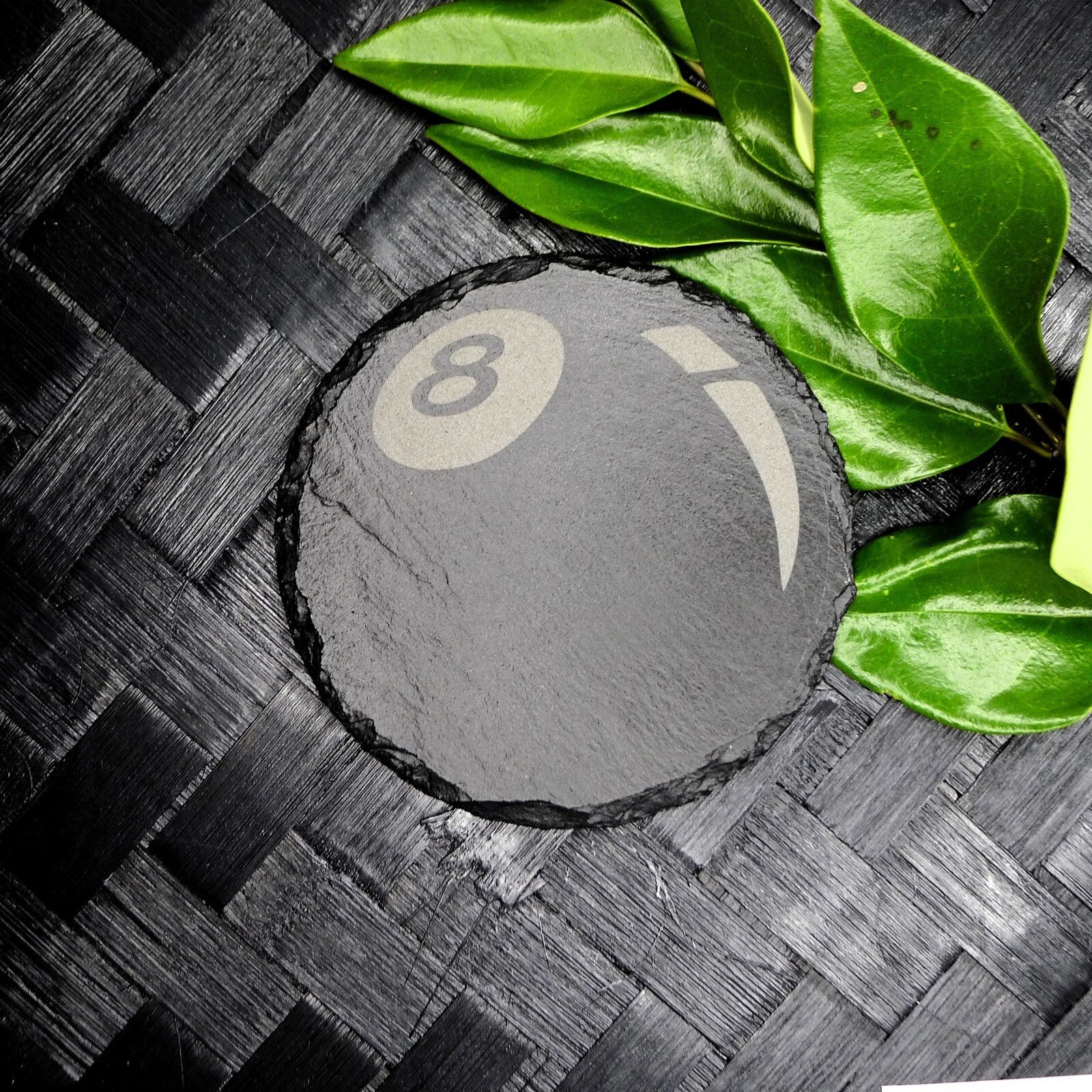 8 Ball Slate Coaster Brand New Hand Made Laser Engraved Unique and RARE