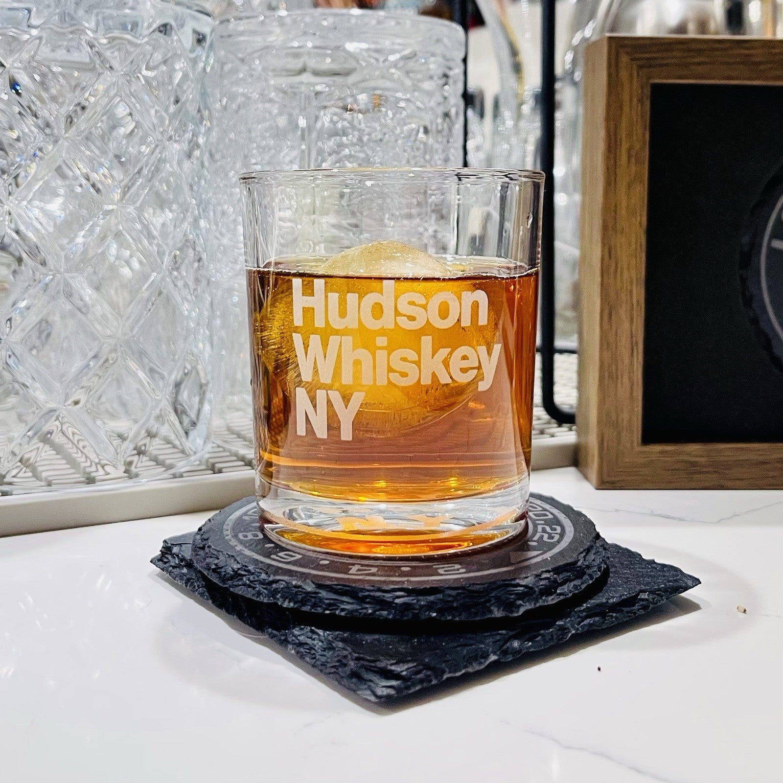 Custom Engraved Hudson Whiskey NY Glass – 7 oz Standard Rocks Glass