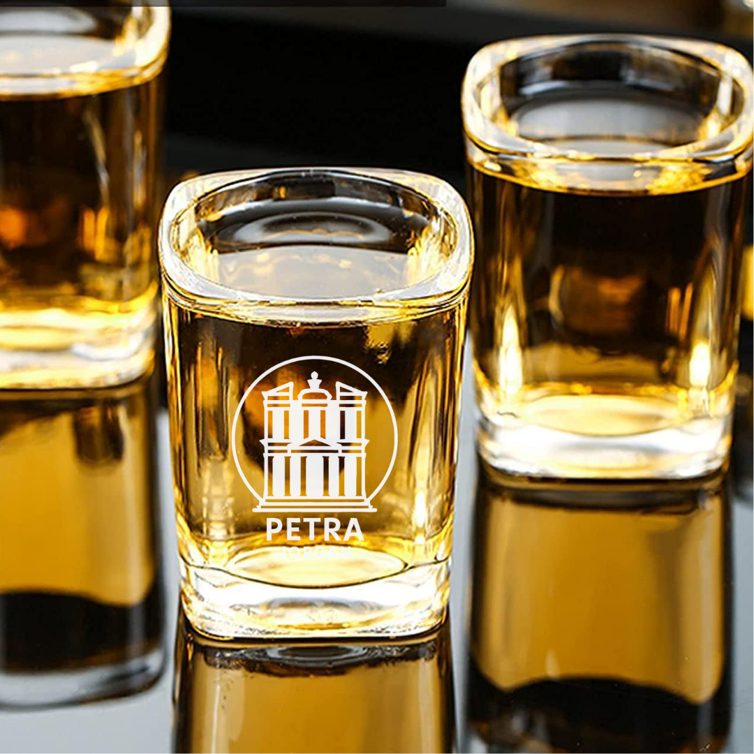 Custom Engraved Petra Jordan Shot Glass – 2.2 oz Square Glass