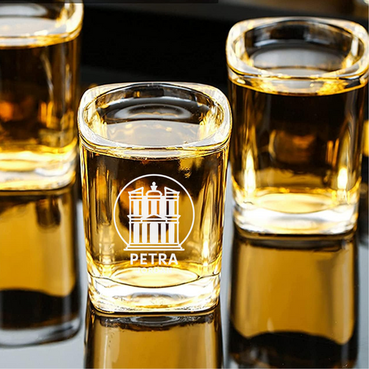Custom Engraved Petra Jordan Shot Glass – 2.2 oz Square Glass