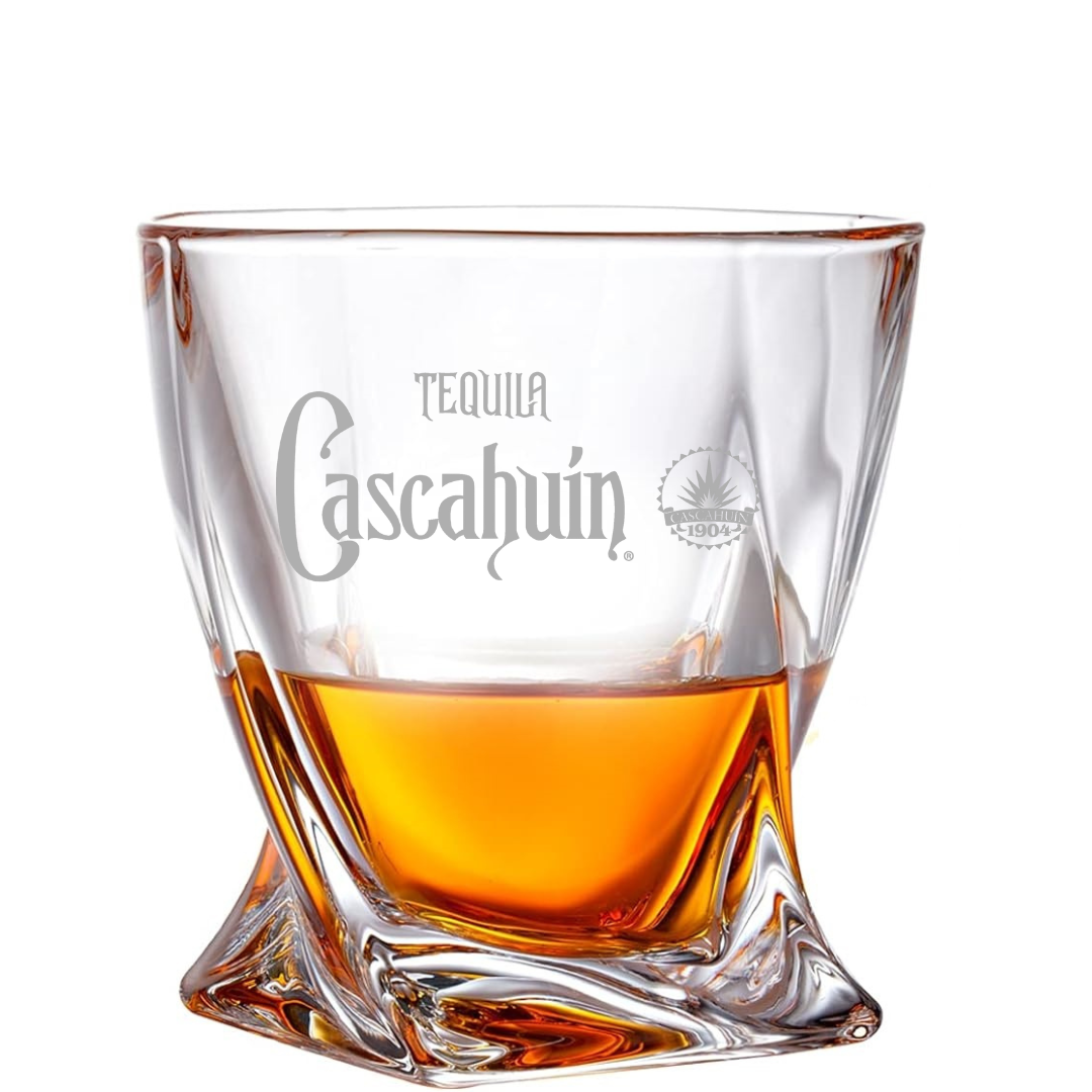 Custom Engraved Cascahuin Whiskey Glass – 10 oz Twisted Rocks Glass New