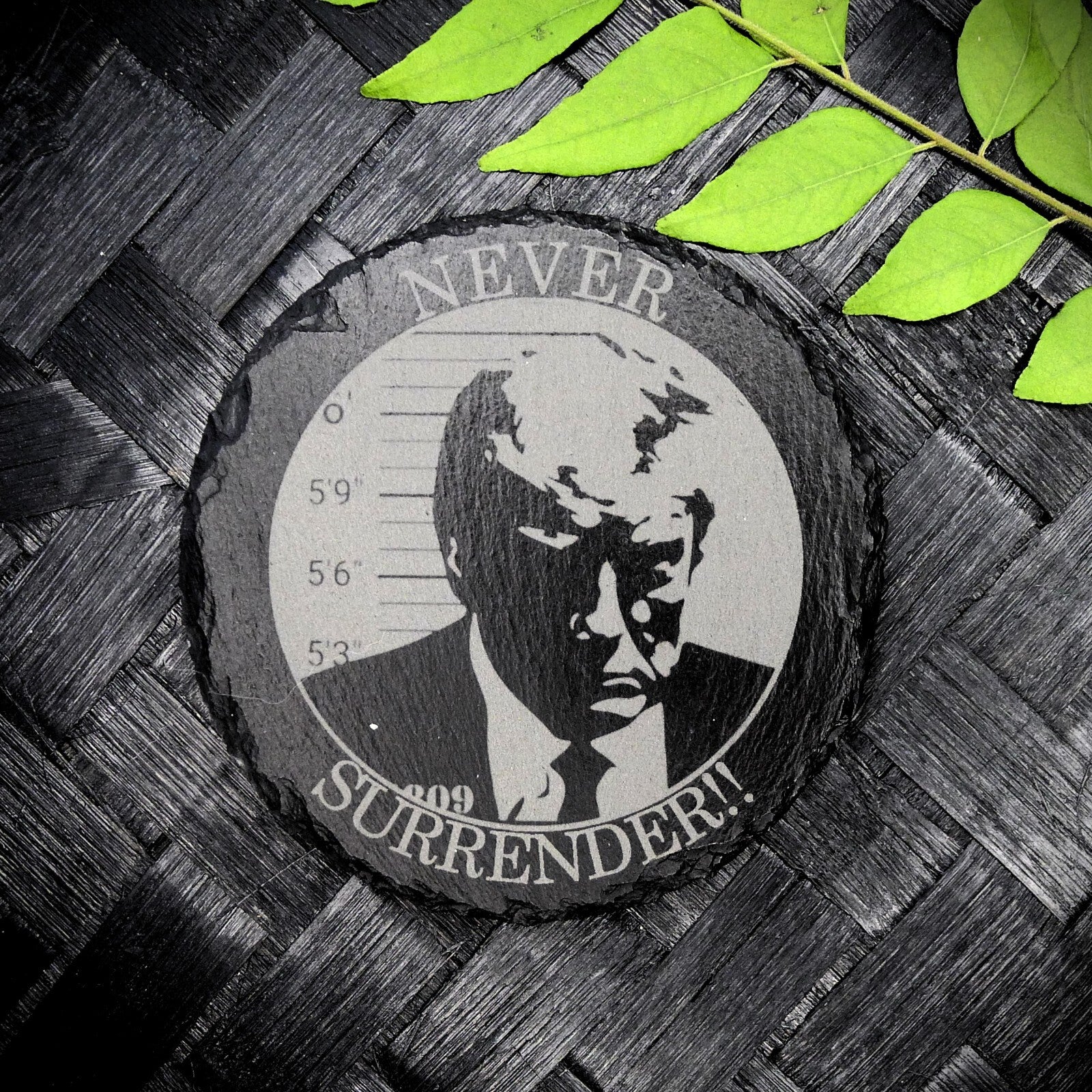 Trump 2024 FIGHT Never Surrender Assassination MAGA Slate Coaster Set