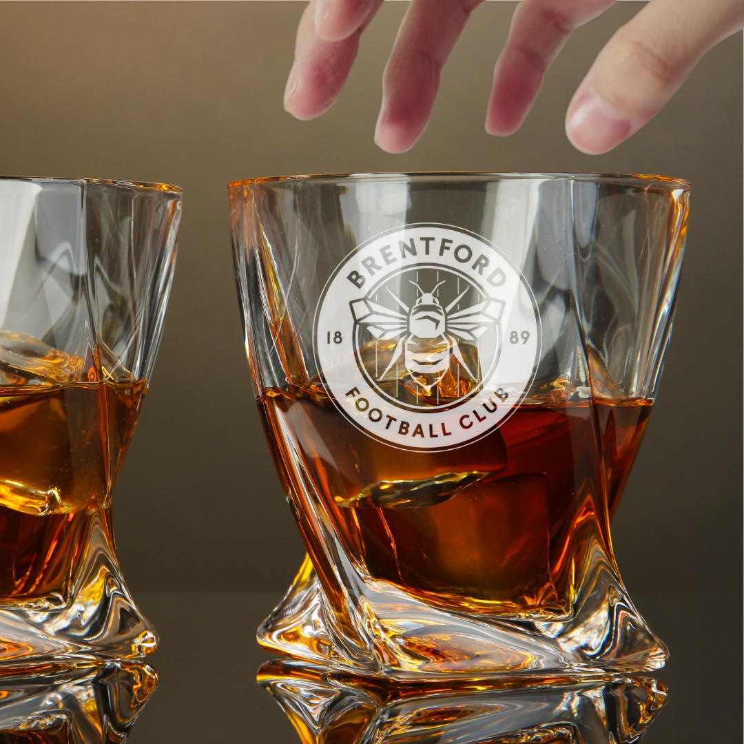 Custom Engraved Brentford Whiskey Glass – 10 oz Twisted Rocks Glass