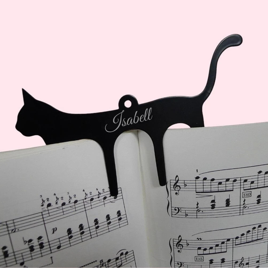 Personalized Metal Cat Shape Music Book Page Holder Clip Laser Engrave Name