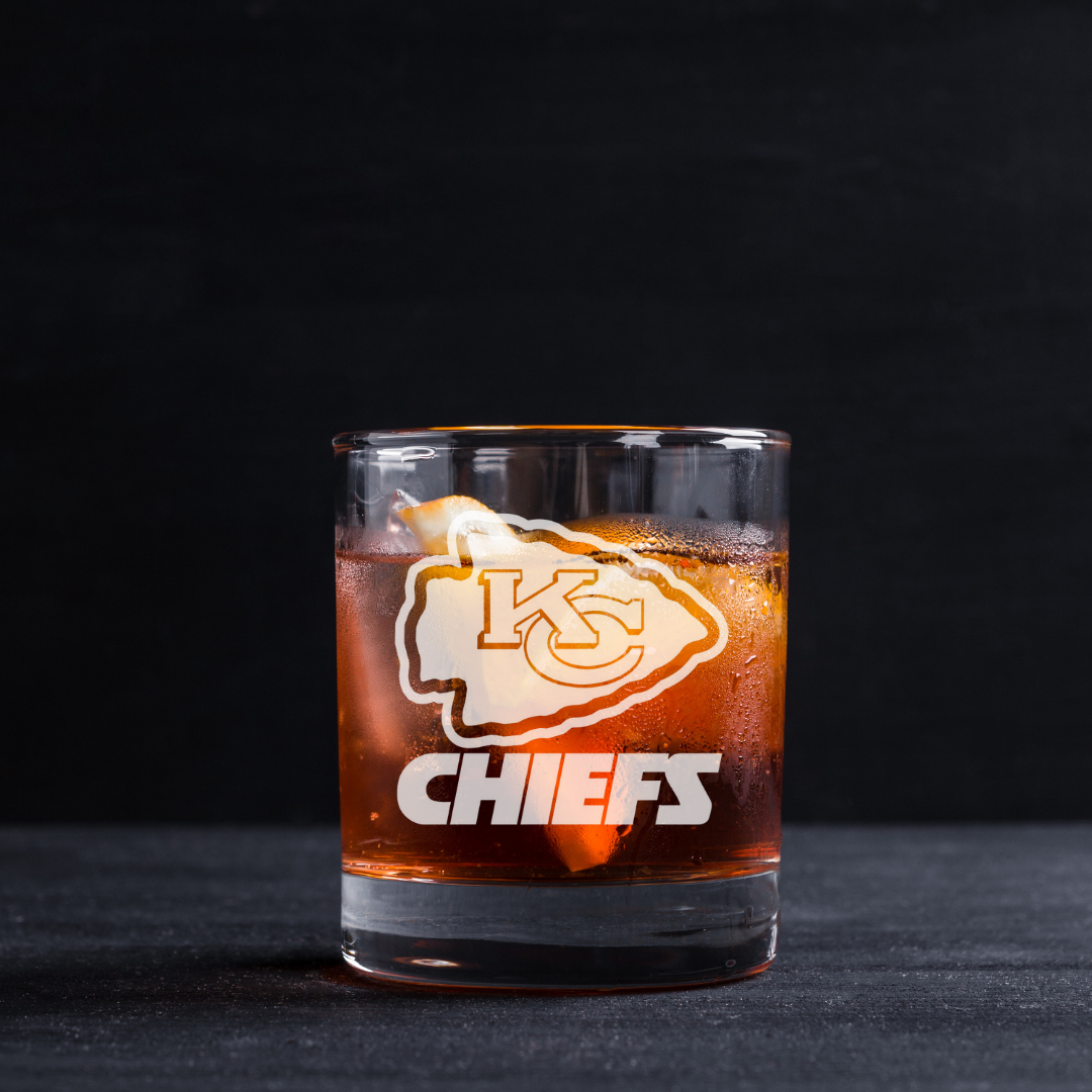 Custom Engraved Kansas City Chiefs Whiskey Glass – 11 oz Rocks Glass Super Bowl