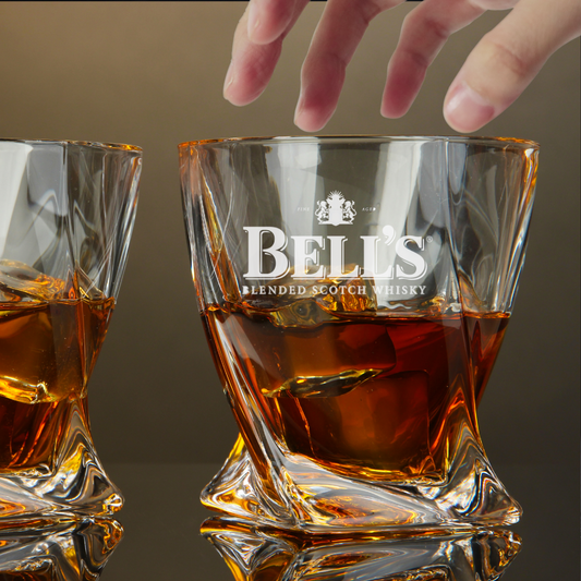 Custom Engraved Bell’s Blended Scotch Whiskey Glass – 10 oz Twisted Rocks Glass