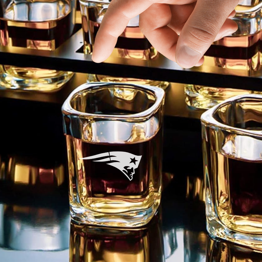 Custom Engraved New England Patriots Shot Glass – 2.2 oz Square Shot Glass