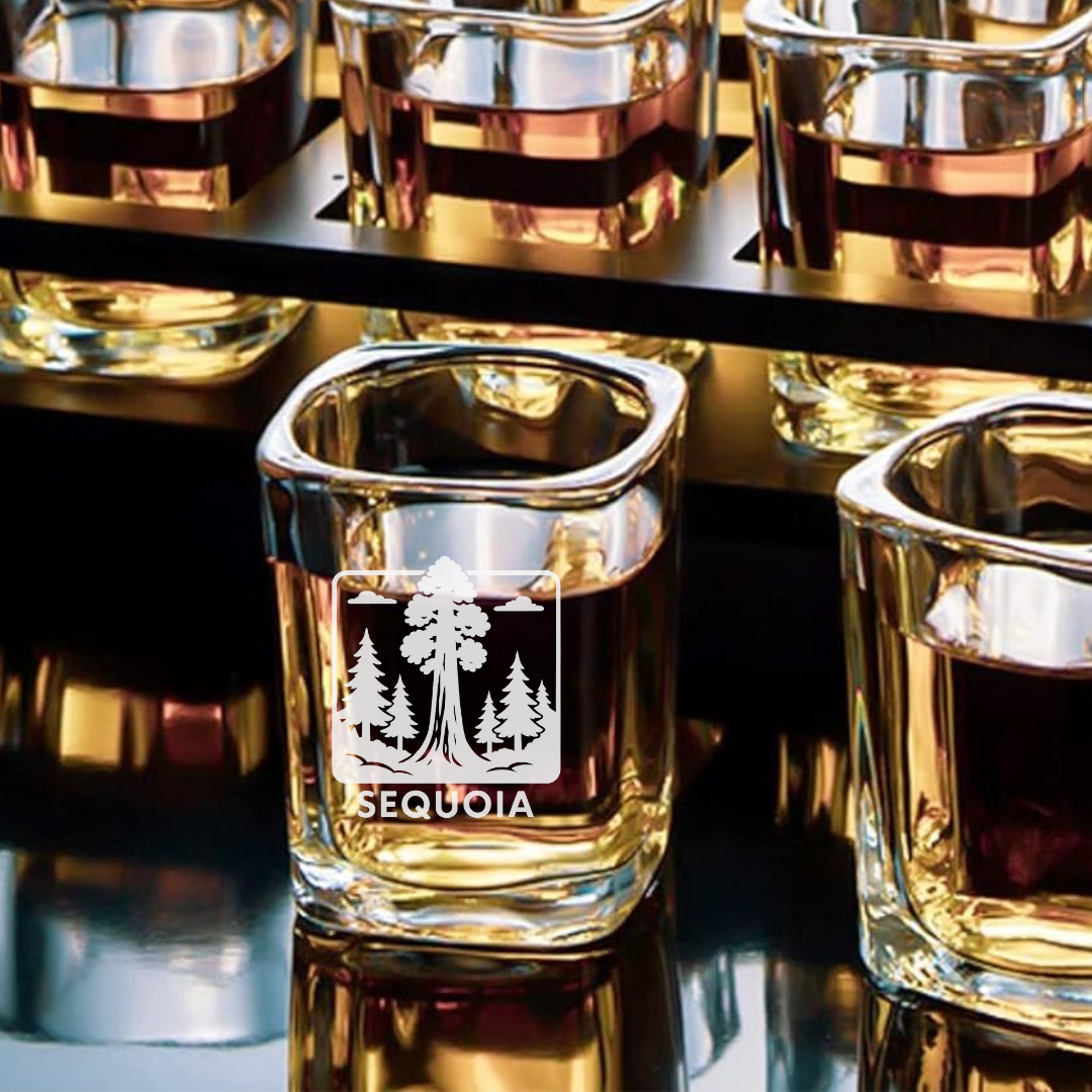 Custom Engraved Sequoia Shot Glass – 2.2 oz Premium Crystal Shot Glass