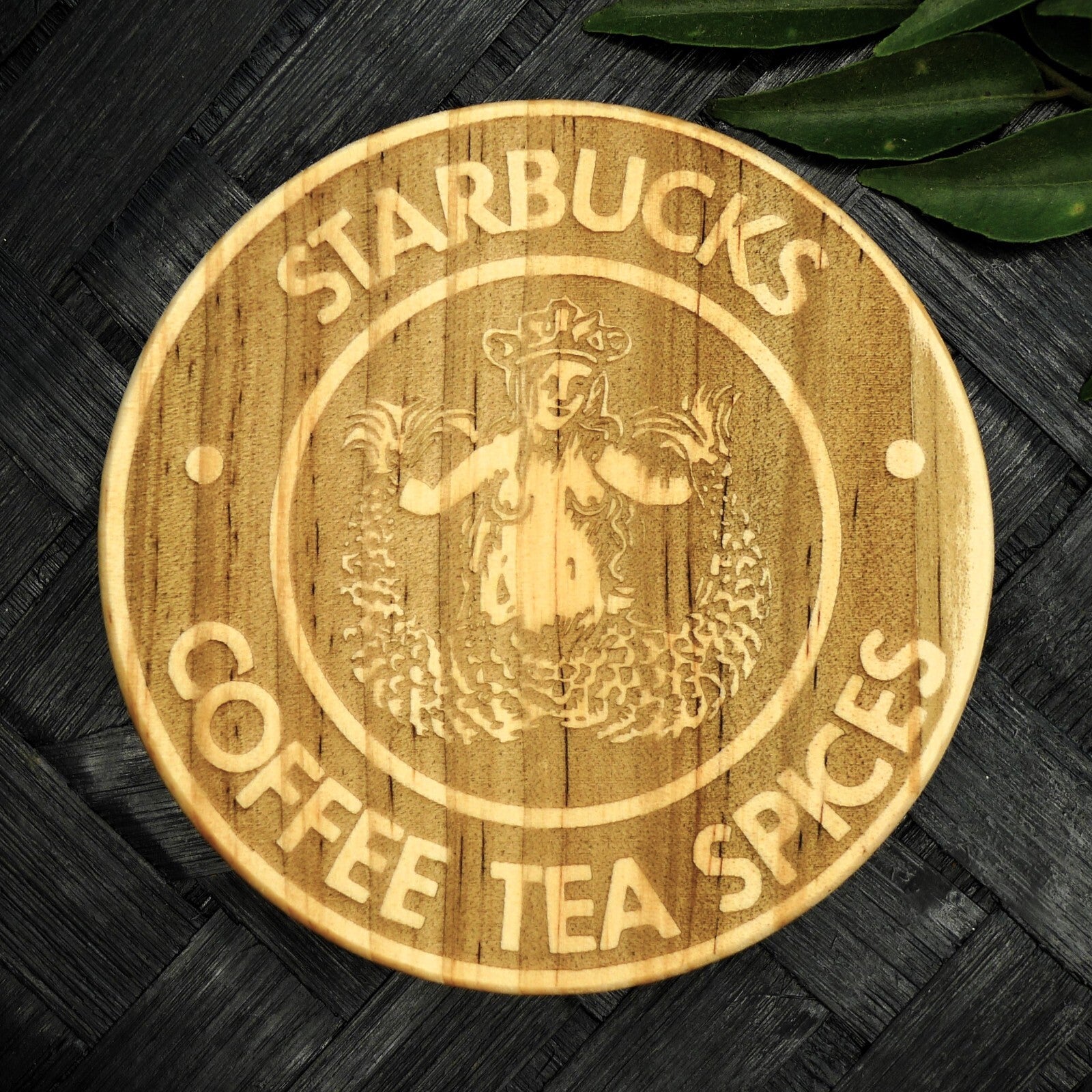 Starbucks Siren Coaster Set - Brand New Hand Made Laser Engraved Rustic Fan Art