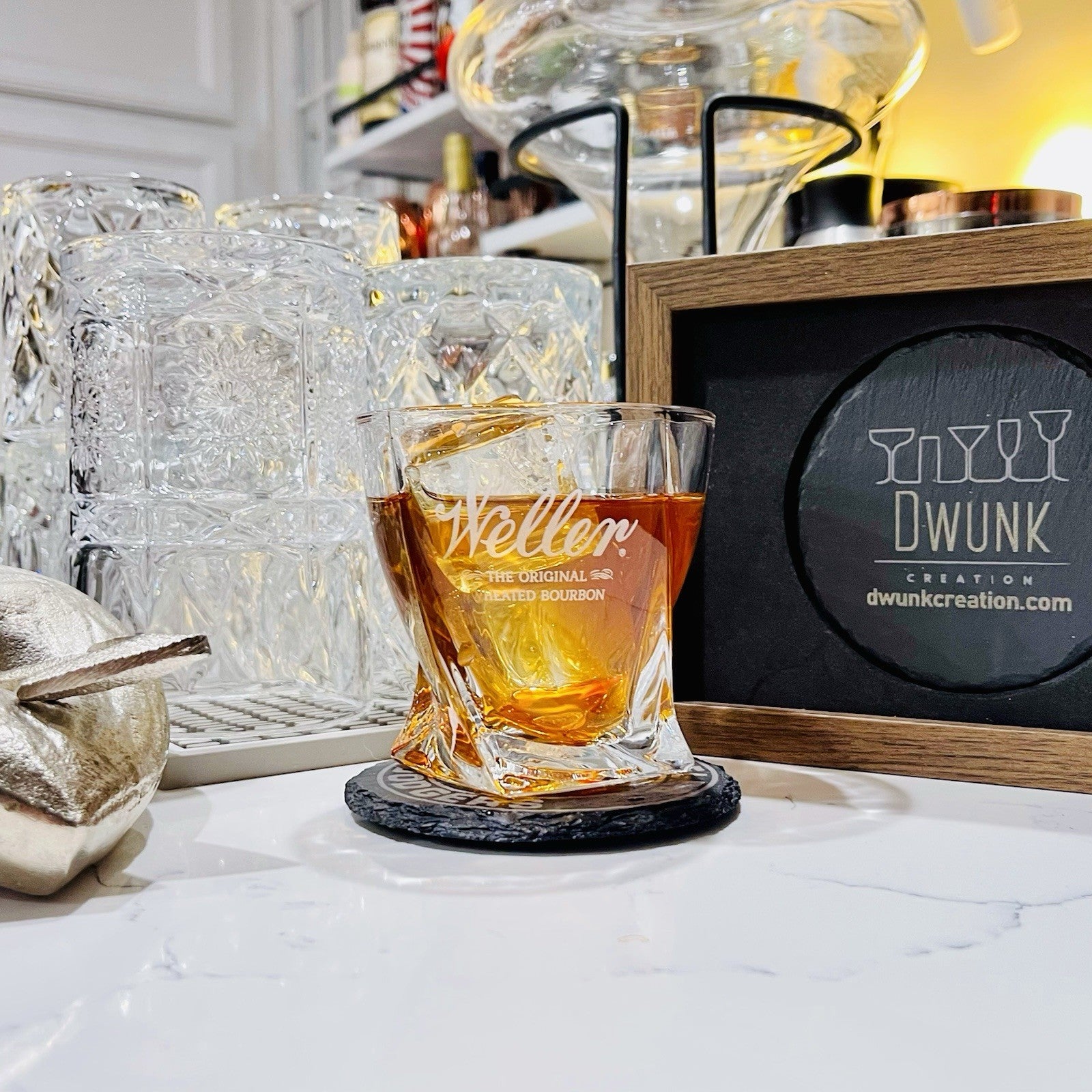 Custom Engraved Weller Whiskey Glass – 10 oz Twisted Rocks Glass NEW