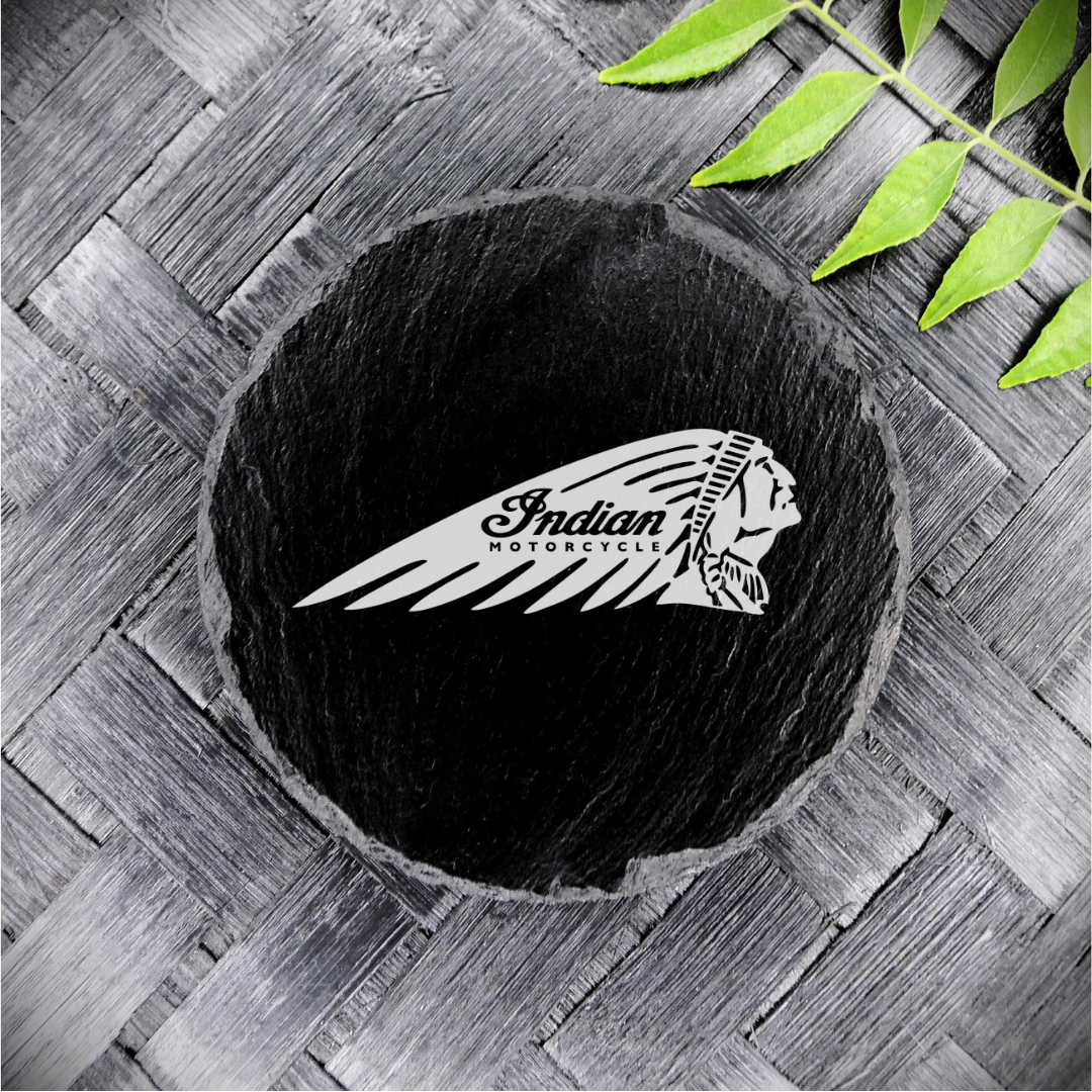 Indian Motorcycle Slate Coaster Brand New Handcrafted Laser Engraved Round