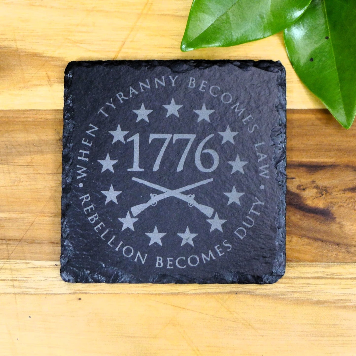 Patriotic 1776 America Flag Slate Coaster Set Brand New Hand Made Laser Engraved