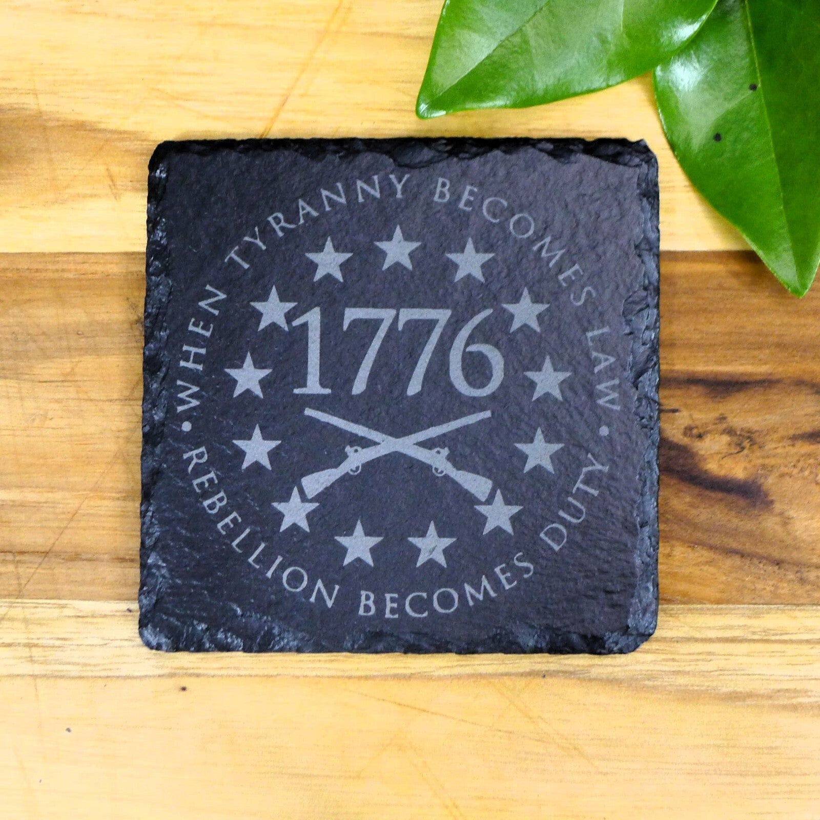 Patriotic 1776 America Flag Slate Coaster Set Brand New Hand Made Laser Engraved