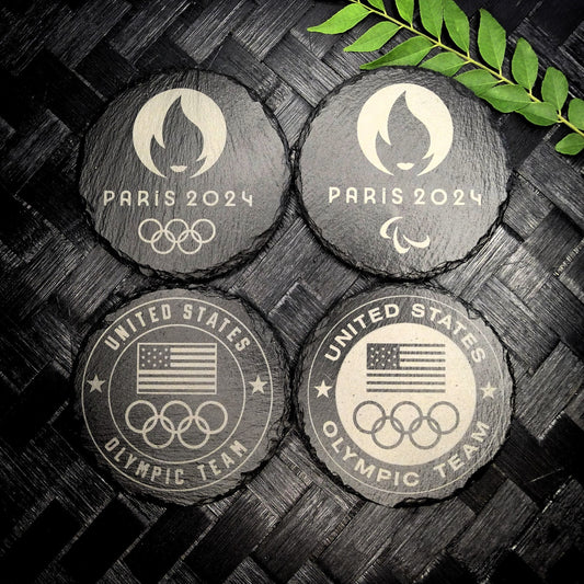 Paris 2024 Olympic Slate Coasters Set Team USA Paris 2024 Paralympics Coaster