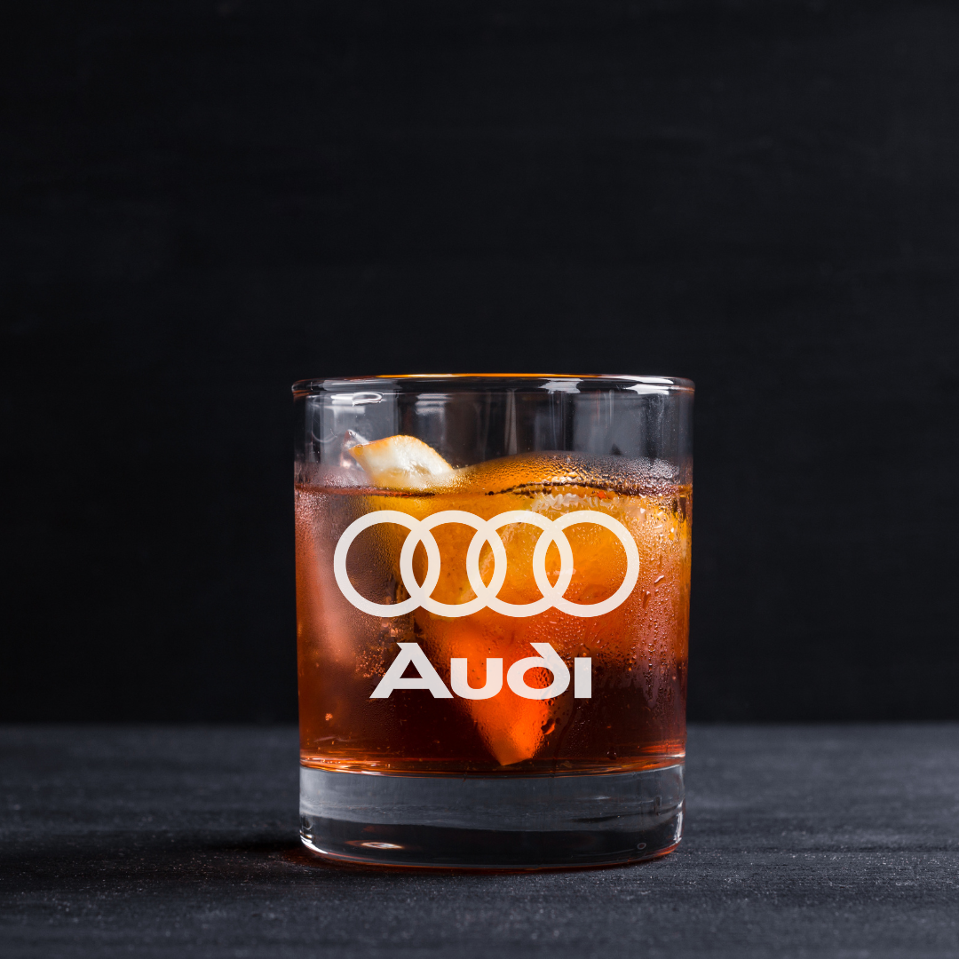 Custom Engraved Audi Whiskey Glass – 11 oz Standard Rocks Glass