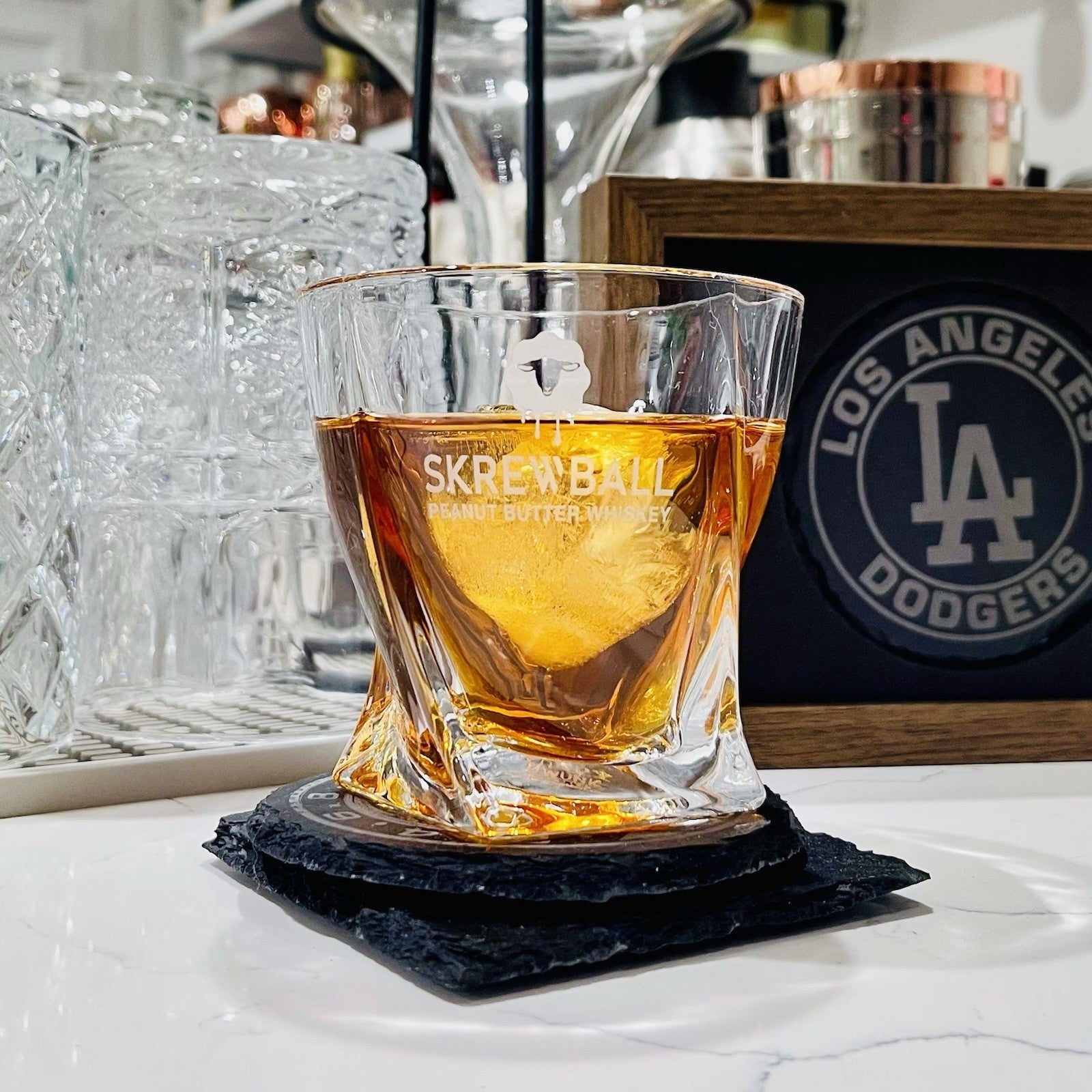Custom Engraved Skrewball Whiskey Glass – 10 oz Twisted Rocks Glass