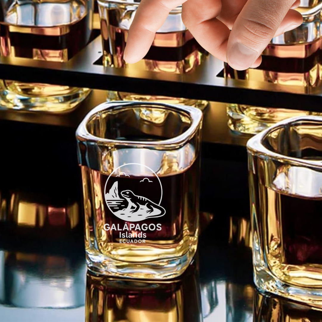 Custom Engraved Galapagos Islands Ecuador Shot Glass – 2.2 oz Square Shot Glass