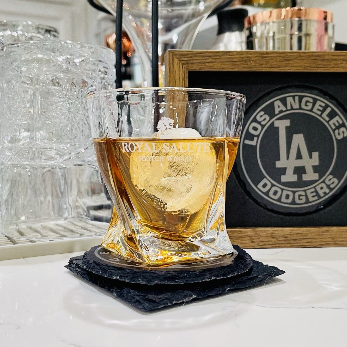 Custom Engraved Royal Salute Whiskey Glass – 10 oz Twisted Rocks Glass