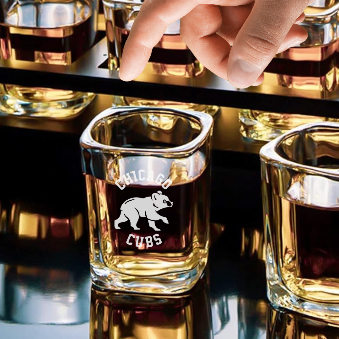 Custom Engraved Chicago Cubs Shot Glass – 2.2 oz Square Shot Glass