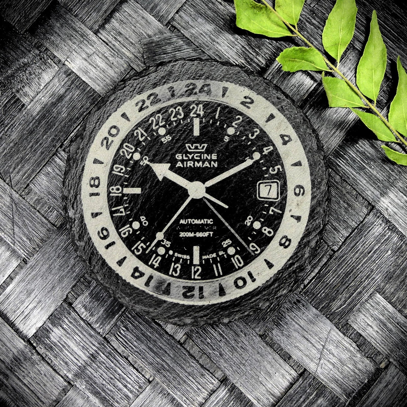 Glycine Airman 17 GMT Slate Coaster Brand New Hand Made Laser Engraved