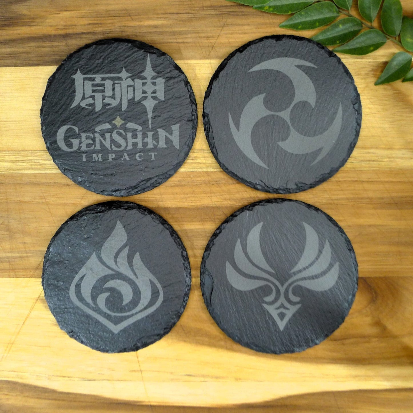 Genshin Impact Archon Slate Coaster Set of 8 Elemental Inspired Gaming Gear