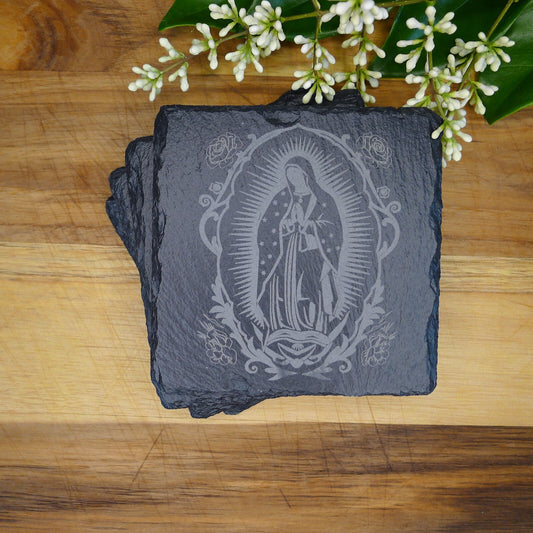 Virgencita de Guadalupe Slate Coaster  Set of 4 Lady of Guadalupe Slate Coaster